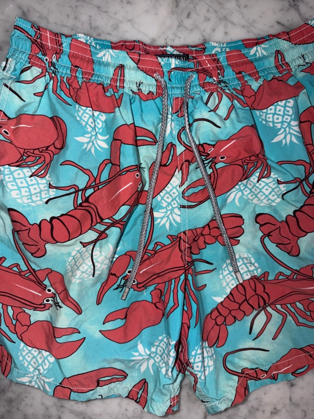 Vilebrequin Men's Lobster Print Swim Trunks - Turquoise & Red